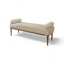 Ver imagem 3 de Recamier Puff Luxo Madeira Maciça Berlim Branco Off White