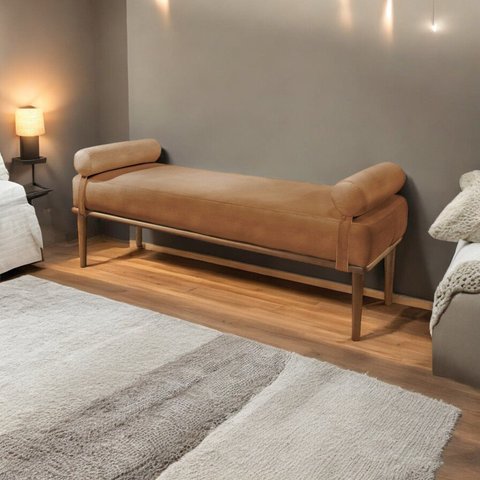 Recamier Puff 2 Lugares Corino Caramelo Berlim 150cm