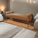 Ver imagem 1 de Recamier Puff 2 Lugares Corino Caramelo Berlim 150cm