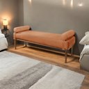 Ver imagem 1 de Recamier Puff Luxo Madeira Maciça Berlim Laranja Terracota