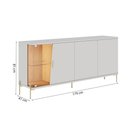 Ver imagem 4 de Balcão Buffet Sena 4 Portas 4 Prateleira com Vidro Off White Matte/Freijó - Colibri
