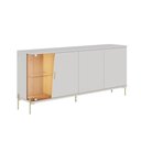 Ver imagem 5 de Balcão Buffet Sena 4 Portas 4 Prateleira com Vidro Off White Matte/Freijó - Colibri