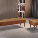 Ver imagem 6 de Recamier Puff Luxo Madeira Maciça Maya Marrom Caramelo