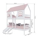 Ver imagem 3 de Beliche Casinha Encantada com Kit Escada/ Escorregador Madeira Maciça Branco/ Rosa Megamobilia