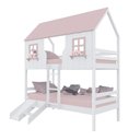 Ver imagem 2 de Beliche Casinha Encantada com Kit Escada/ Escorregador Madeira Maciça Branco/ Rosa Megamobilia