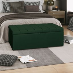 Calçadeira Baú Recamier Queen 160cm Carla Veludo:verde - 2