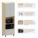 Ver imagem 2 de Paneleiro Torre Quente 2 Portas 1 Gaveta Aurora Pet Cinza Cristal/carvalho