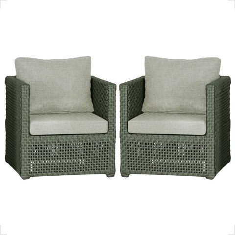 2 Poltronas Madri Alumínio Corda Náutica Estofado 3 Trama Original