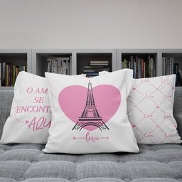 Kit Capas Almofadas Decorativas Love Paris 45x45 - ID Decor Branco - 7