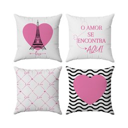 Kit Capas Almofadas Decorativas Love Paris 45x45 - ID Decor Branco - 1
