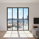 Ver imagem 1 de Porta Balcão de Alumínio Preto 4 Folhas 210x160 com Fechadura Linha 25