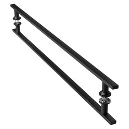 Puxador De Porta Preto Inox Vidro Pivotante 80cm M.S - 1