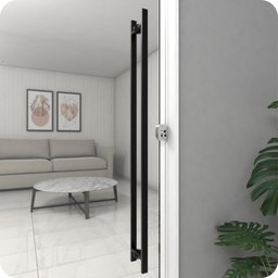 Puxador De Porta Preto Inox Vidro Pivotante 80cm M.S - 2