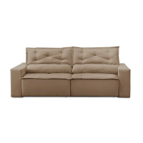 Sofá Retrátil e Reclinável 3 Lugares com Molas 1,80m Laura Suede Cappuccino Rover & Beato