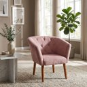 Ver imagem 1 de Poltrona Estofada Tecido Veludo para Salão de Beleza Elegante Confortável Pés de Madeira Resistente