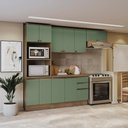Ver imagem 5 de Armário de Cozinha Completa 100% Mdf 270cm Nogueira/verde Celeste Kappesberg
