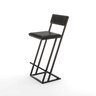 Banqueta Z Alta 100cm Bistrô Cozinha Balcão em Metal com Encosto Inclinado Assento Confortável Preto - 9