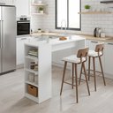 Ver imagem 6 de Bancada Balcao Cozinha Americana Gourmet Mesa 120cm Branco - BRV Móveis