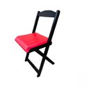 Ver imagem 4 de Conjunto Mesa Dobrável com 4 Cadeiras Redonda Preto Estofado Vermelho