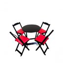 Ver imagem 1 de Conjunto Mesa Dobrável com 4 Cadeiras Redonda Preto Estofado Vermelho