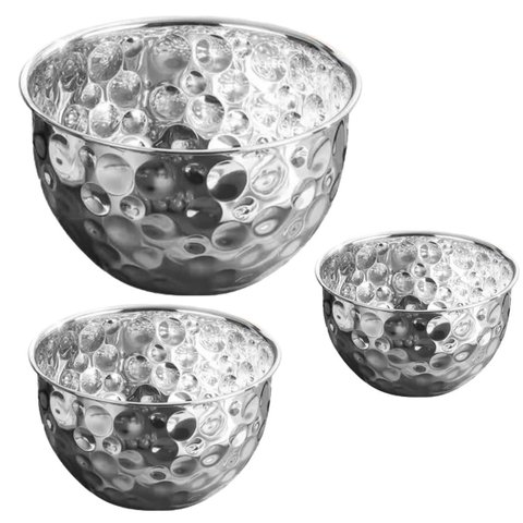 Tigela Inox Bowl Cumbuca Kit 3 Uni Fruta Salada Mesa Sala de Jantar Buffet Bancada Multiuso Versatil