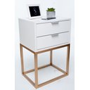 Ver imagem 1 de KIT 2 Mesas De Cabeceira OFF WHITE Industrial 40cm COM 2 GAVETAS BASE DOURADA - Enviamos MONTADO