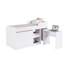 Ver imagem 2 de Cama Solteiro Escrivaninha Retrátil Armário Nichos Branco 192cm 110kg