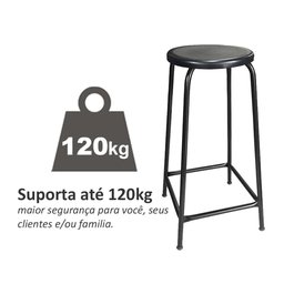 Banqueta Banco Alta 65cm Empilhavel Para Cozinha Balcão Bar Preta - 4