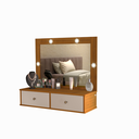 Ver imagem 1 de Penteadeira com Espelho e Luz Estilo Suspenso 2 Gavetas:freijo Off White