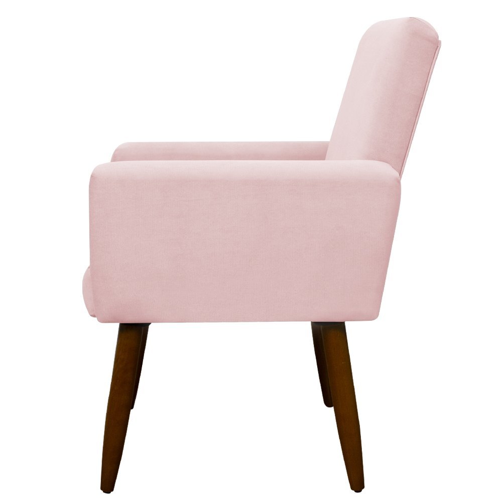 Poltrona Decorativa para Sala de Estar e Quarto Nina Suede Herrero:rosa Bebê - 4