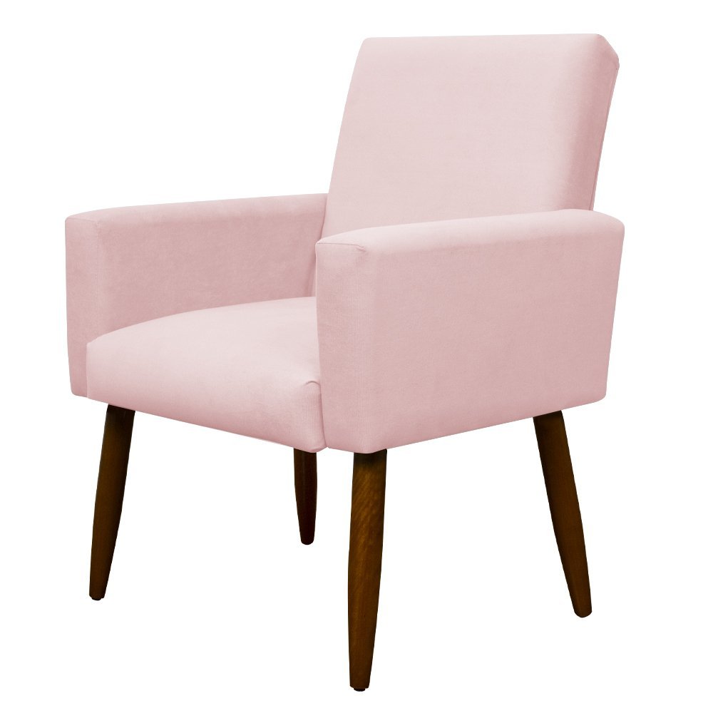 Poltrona Decorativa para Sala de Estar e Quarto Nina Suede Herrero:rosa Bebê - 3