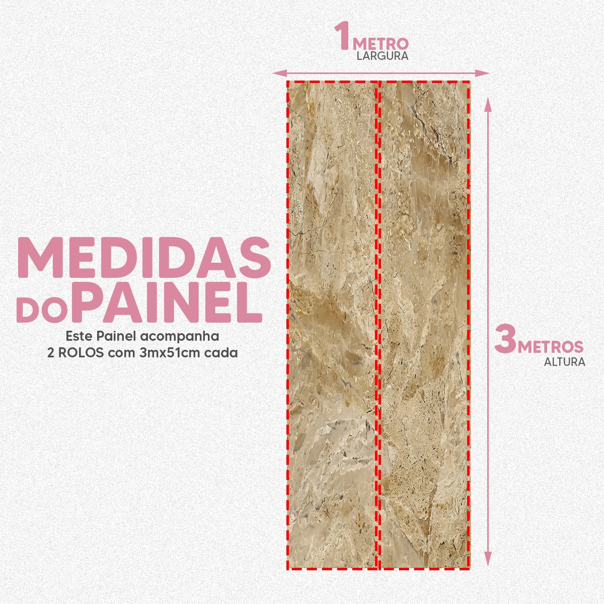 Papel de Parede Painel 3D Mármore Bege Bahia 1M Revestimento Auto Colante  Marmorizado lavável - 4