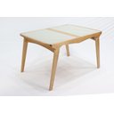 Ver imagem 2 de Mesa Elástica Helô Tampo de Vidro Fendi Claro e Base Madeira Cor Amêndoa 1,30cm - 69376