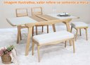 Ver imagem 3 de Mesa Elástica Helô Tampo de Vidro Fendi Claro e Base Madeira Cor Amêndoa 1,30cm - 69376