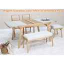 Ver imagem 3 de Mesa Elástica Helô Tampo de Vidro Fendi Claro e Base Madeira Cor Amêndoa 1,30cm - 69376