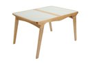 Ver imagem 1 de Mesa Elástica Helô Tampo de Vidro Fendi Claro e Base Madeira Cor Amêndoa 1,30cm - 69376