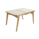 Ver imagem 1 de Mesa Elástica Helô Tampo de Vidro Fendi Claro e Base Madeira Cor Amêndoa 1,30cm - 69376