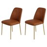Conjunto 2 Cadeiras Londres Couro Caramelo Metal Dourado - 6