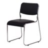 Cadeira Empilhável Office Dubai em Poliuretano (PU) Preto Base Fixa Cromada - 1