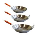 Ver imagem 1 de Kit Jogo de Frigideiras Aço Carbono 2mm Cabo Madeira Fritura Duralar 80211001e80211201e80211401JAM