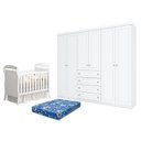 Ver imagem 1 de Berço Americano Danny Branco Acetinado Reller e Guarda Roupa Casal Americano 6 Portas Branco Hp e