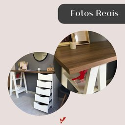 Conjunto 2 Escrivaninhas Modernas Spirit com Gavetas e Prateleiras 1720cm Nogal e Branco Artany - 14 Conjunto 2 Escrivaninhas Modernas Spirit com Gavetas e Prateleiras 1720cm Nogal e Branco Artany - 14