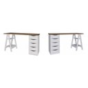 Ver imagem 2 de Conjunto 2 Escrivaninhas Modernas Spirit com Gavetas e Prateleiras 1720cm Nogal E Branco