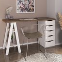 Ver imagem 3 de Conjunto 2 Escrivaninhas Modernas Spirit com Gavetas e Prateleiras 1720cm Nogal e Branco Artany