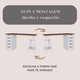 Conjunto 2 Escrivaninhas Modernas Spirit com Gavetas e Prateleiras 1720cm Nogal e Branco Artany - 11 Conjunto 2 Escrivaninhas Modernas Spirit com Gavetas e Prateleiras 1720cm Nogal e Branco Artany - 11