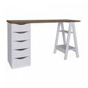 Ver mais imagens de Conjunto 2 Escrivaninhas Modernas Spirit com Gavetas e Prateleiras 1720cm Nogal e Branco