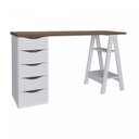 Ver mais imagens de Conjunto 2 Escrivaninhas Modernas Spirit com Gavetas e Prateleiras 1720cm Nogal e Branco Artany