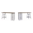 Ver imagem 2 de Conjunto 2 Escrivaninhas Modernas Spirit com Gavetas e Prateleiras 1720cm Nogal e Branco Artany