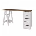 Ver imagem 4 de Conjunto 2 Escrivaninhas Modernas Spirit com Gavetas e Prateleiras 1720cm Nogal e Branco