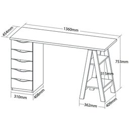 Conjunto 2 Escrivaninhas Modernas Spirit com Gavetas e Prateleiras - 5